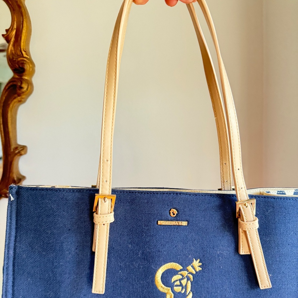 Spartina 449 Navy Blue Tote Nautical - Picture 5 of 10